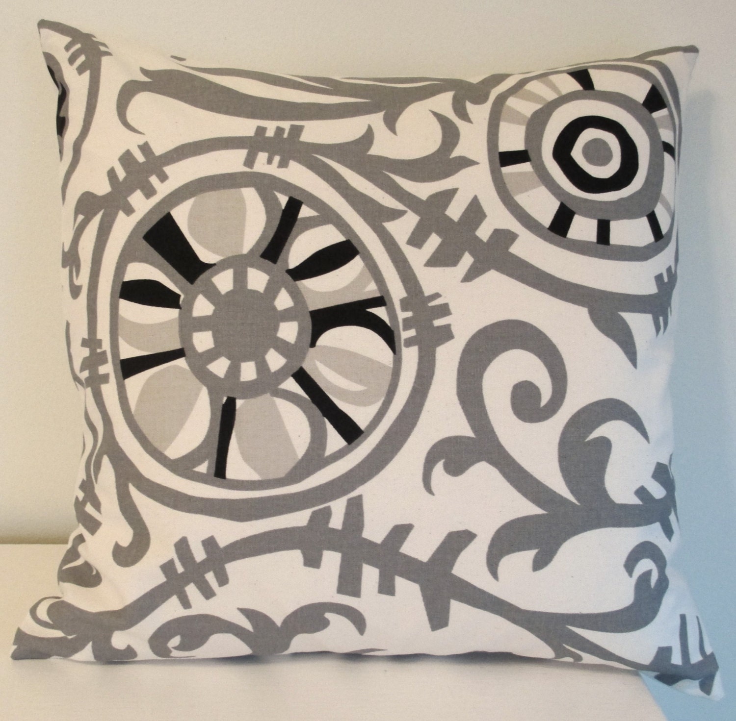 New Two Throw Pillow Covers 16 x 16  Onyx  Suzani BOTH SIDES