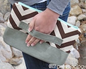 Hard to Handle - Brown Chevron & Muted Mint Leather