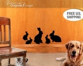 Wall Decals - Family of 5 Bunny Rabbit Silhouettes