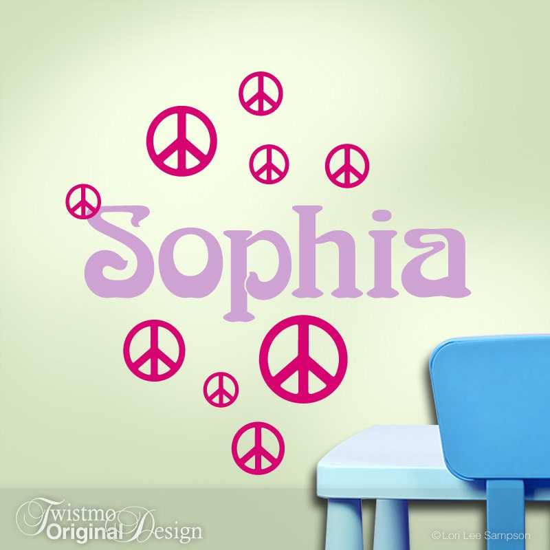 Counter Culture Peace Sign Wall Decal - Hippie Custom Name Wall Art ... Counter Culture Peace Sign Wall Decal - Hippie Custom Name Wall Art ...