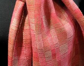 Handwoven Scarf, Hand Woven Scarf, Raspberry & Taupe