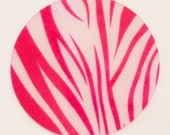 Acrylic 2" Circle Disc Hot Pink Zebra perfect Pendant Bookbag Tag Earrings Accessories Vinyl Application Monogram Persoanlization