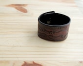 Handmade Tooled Leather Cuff - Mahogany Abstract Scallop