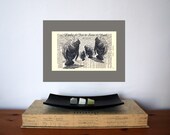 Big Manatee Family New Baby Wedding Gift Personalized Art Print on Antique 1896 Dictionary Book Page