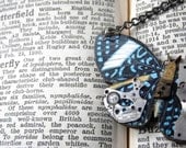Steampunk Pimped Wooden Butterfly Necklace - CLOCKWORK BUTTERFLY 3 - black gunmetal plated chain - OOAK Etsy uk