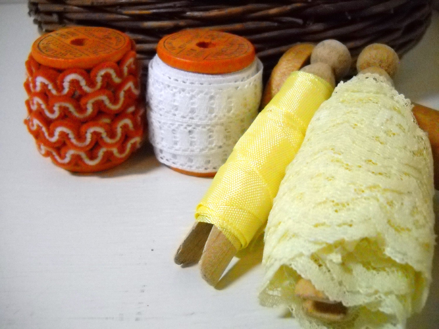 Lace Ribbon & Trim Bundle Over 10 Yards of DIY Fun Orange Yellow and Cream