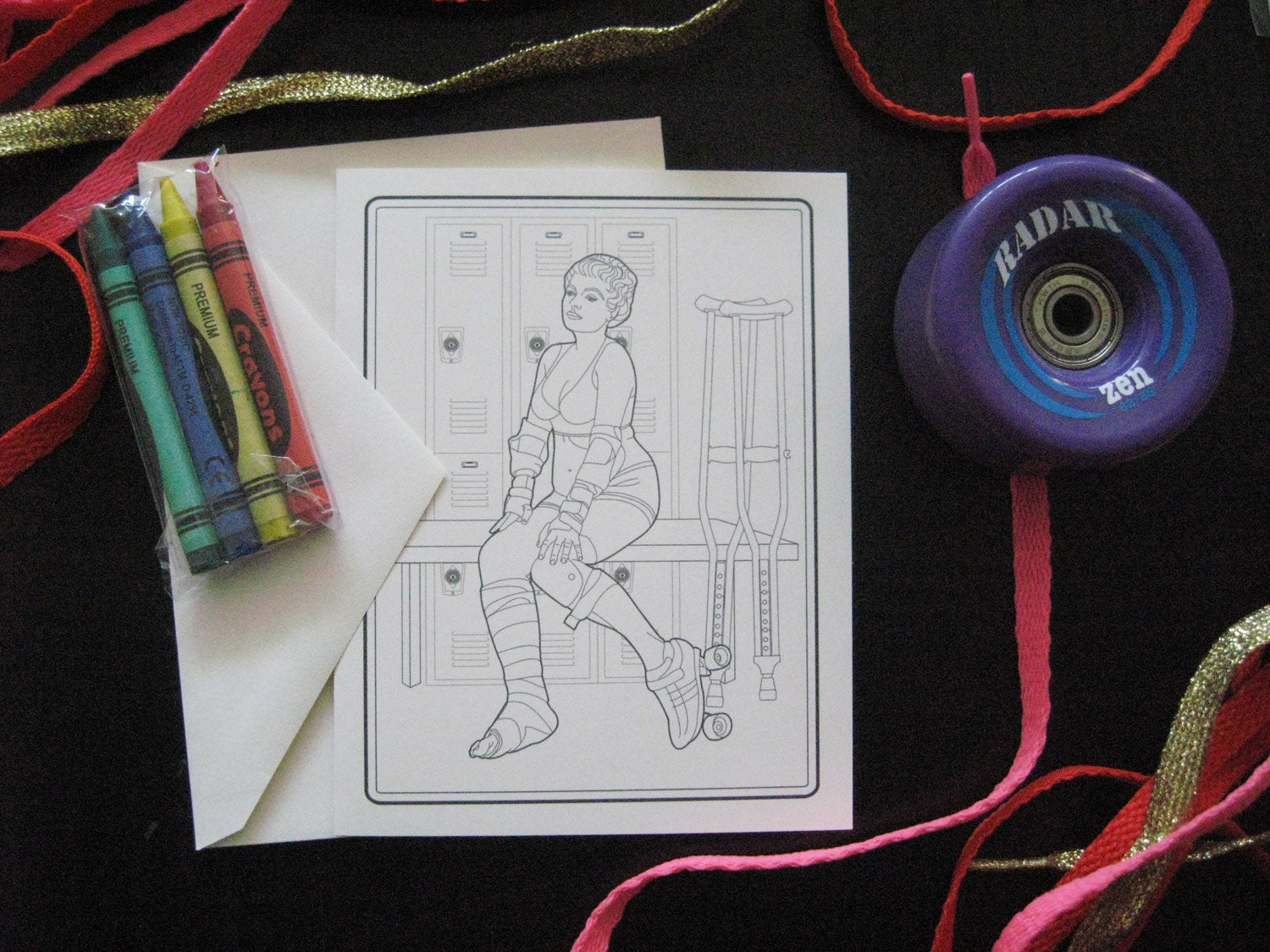 Get Well Soon Derby Girl - Coloring Book Greeting Cards from Scarlet Tentacle