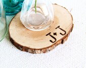 Ironwood Slices, Coasters with Burned Initials Set of 4