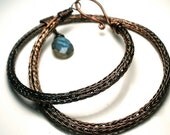 Labradorite Double Viking Knit Necklace in Earth Toned Copper- Aurora Borealis