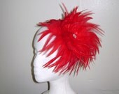 Cardinal Red Feather Fascinator Headband Hat