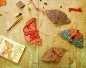 Fabric moths - set of 4 / recycled / brooch / textile art / made to order