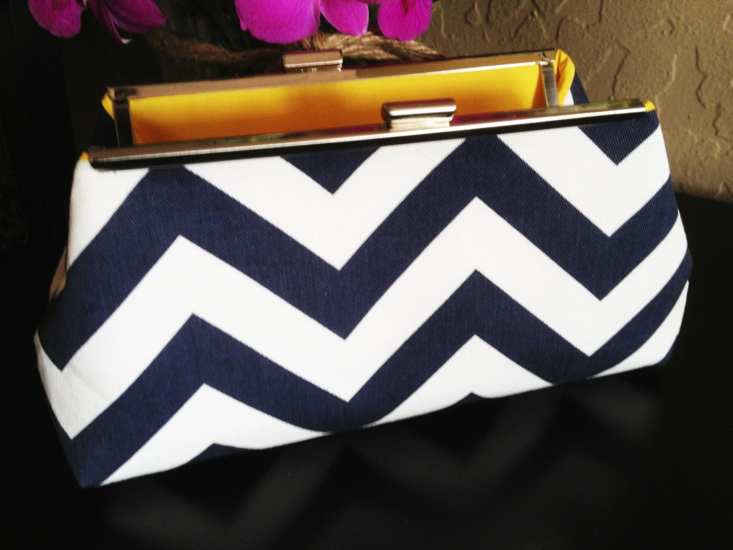Bridesmaid Clutches Navy and White set of 5