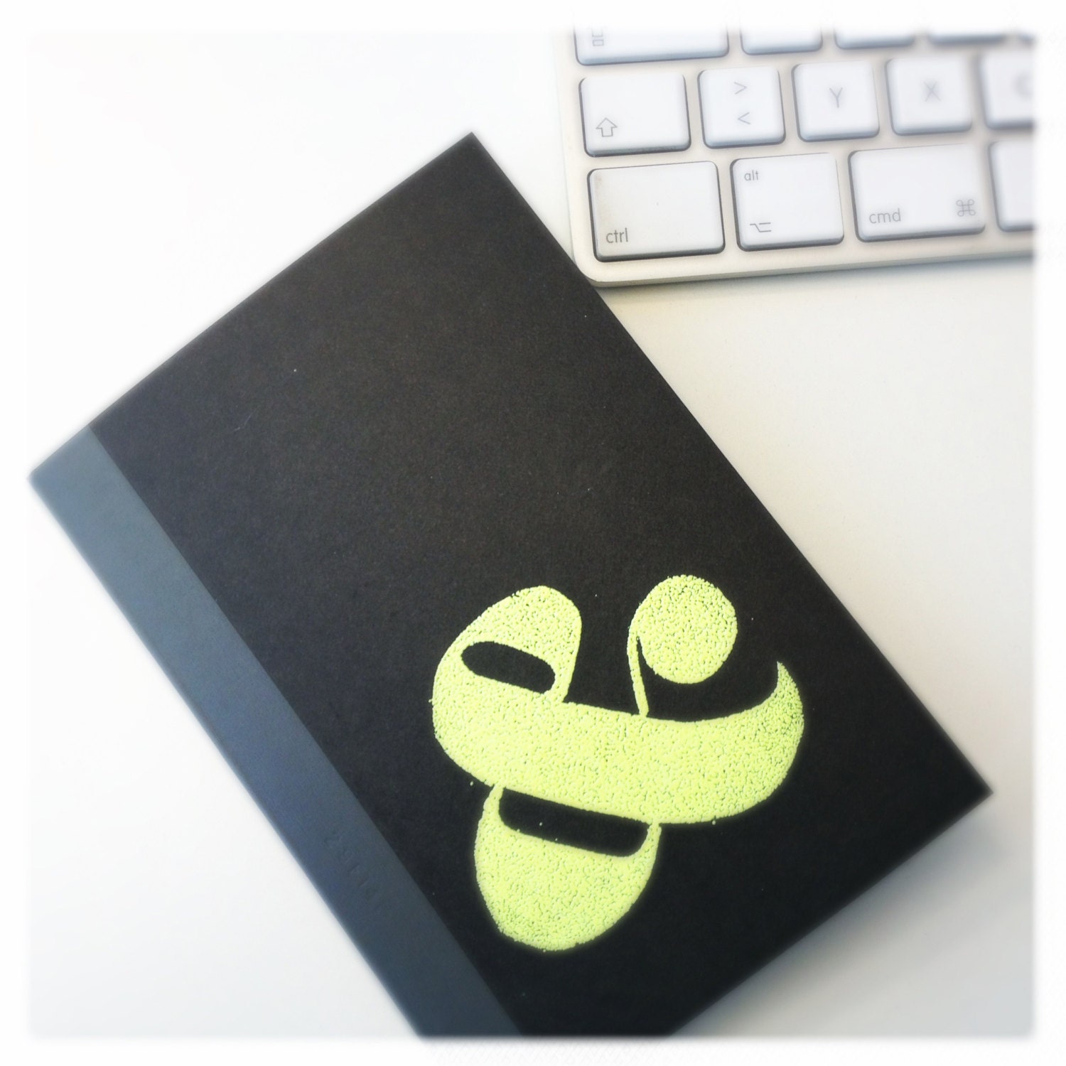 little black notebook - ampersand - neon yellow - embossed