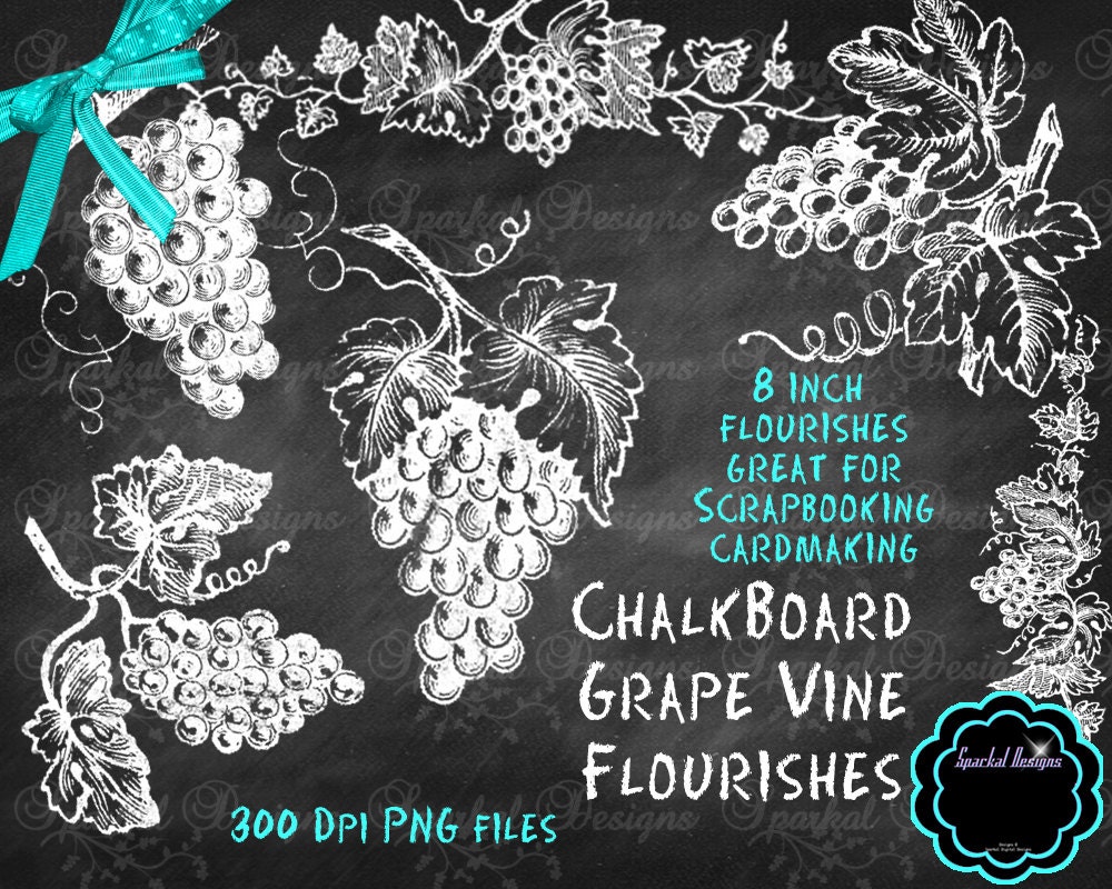 Chalkboard Flourishes GRAPEVINE Chalkboard Clip Art Chalkboard Wedding Clip art Rustic Chalkboard Flourishes Instant Download Il_570xn