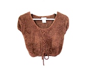 90's Fuzzy Fluffy Crop Sweater Top Size - S