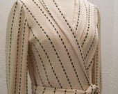 Galanos couture heavy silk satin wrap dress 1970s S