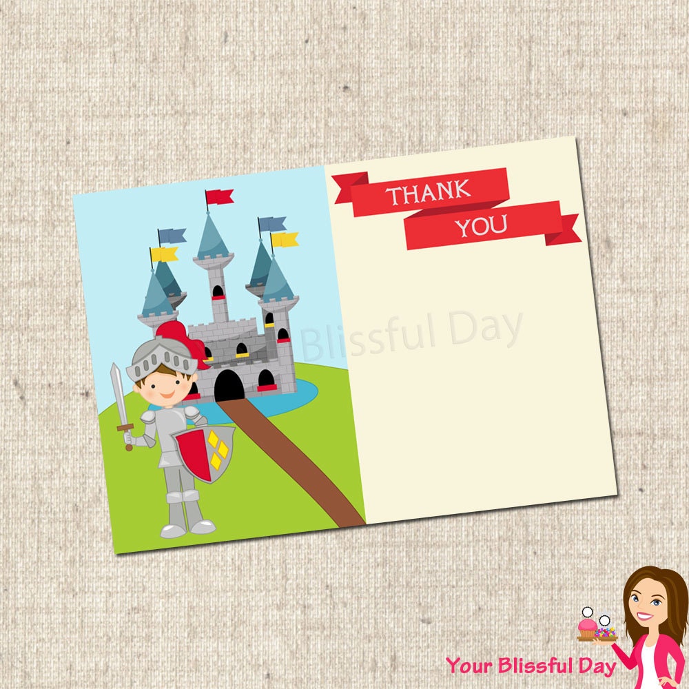 PRINTABLE Knight Party Thank You Cards Il_570xn