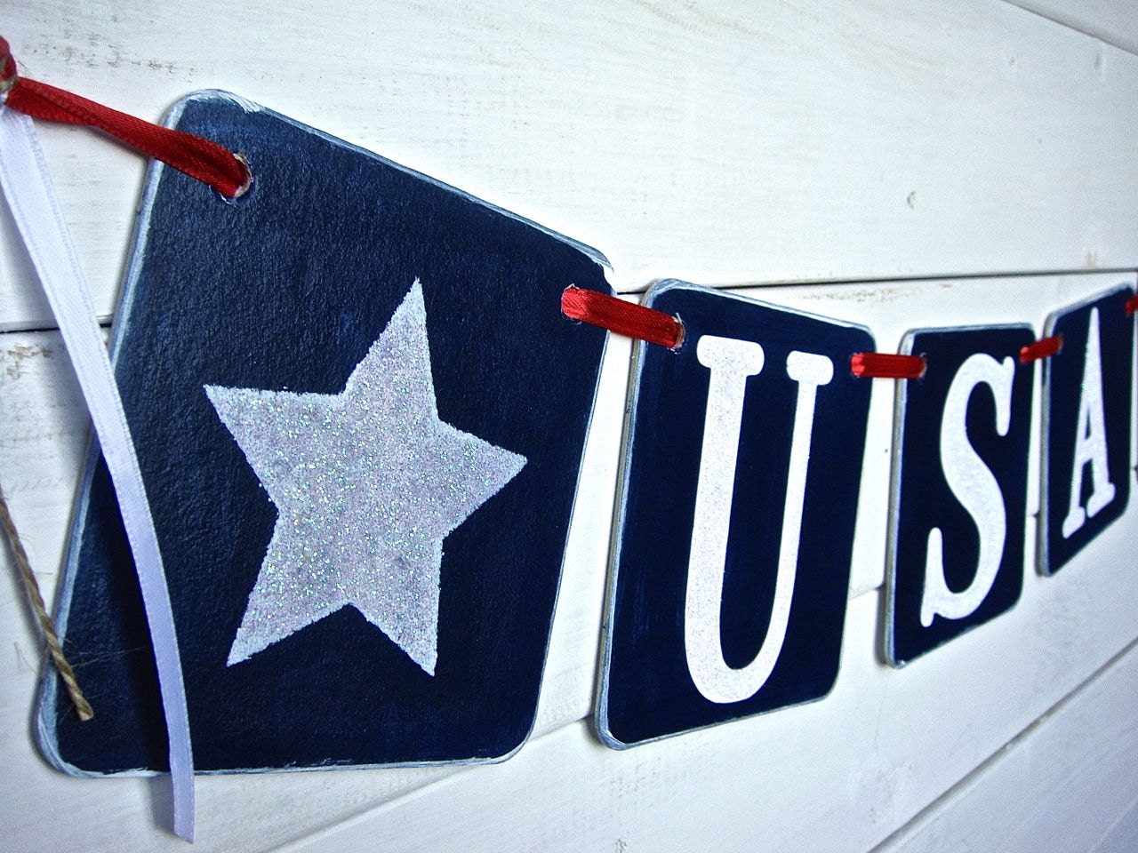 USA Banner, Patriotic banner, Fourth of July decoration, Memorial day decor, july fourth garland, red white blue, summer banner, picnic