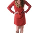 Winter SALE, Women long sleeve dress, Burn red  Viscose dress, Scalloped collar , Formal dress, Shift dress