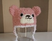 Fuzzy Pink Bear Hat (Newborn)