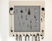 Black Ceramic Knobs Large Jewelry Holder Organizer Holds 40 pairs of Earrings.