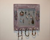 Earring Holder Accessories Organizer Wood Frame Wall Hanging Jewelry Holder Earrings, Necklaces, Bracelets.