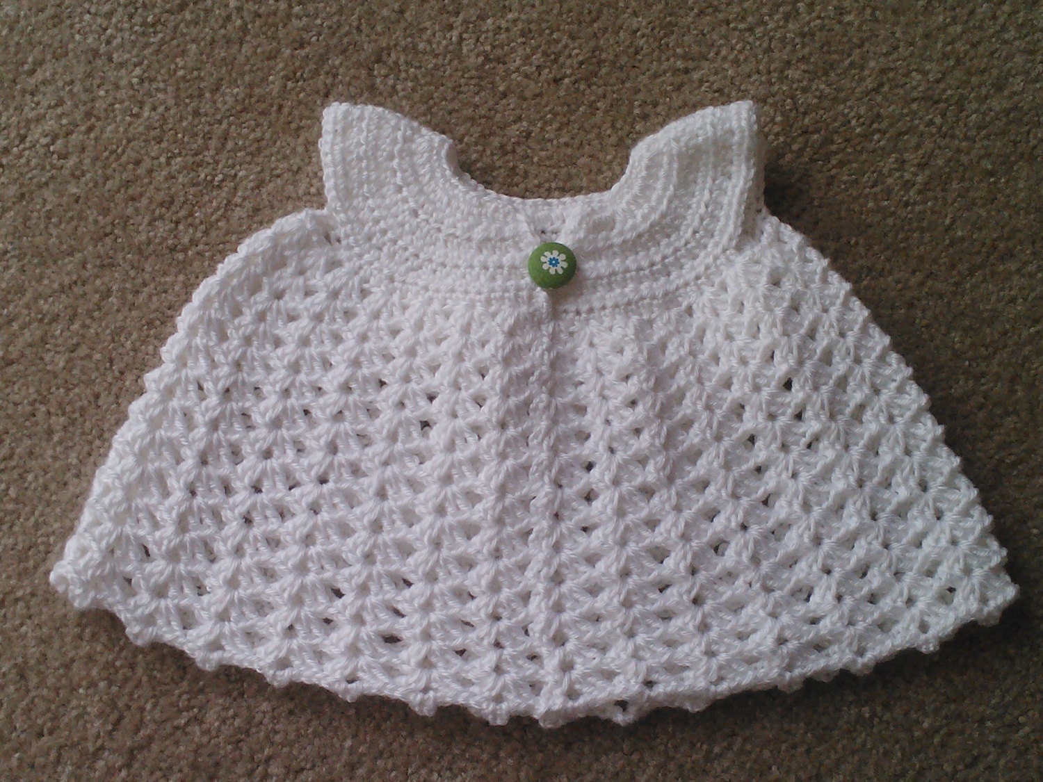 Hand Crochet Baby Dress - Crochet Shell Newborn Baby Girl Dress - 0-3 Months - Ready to Ship