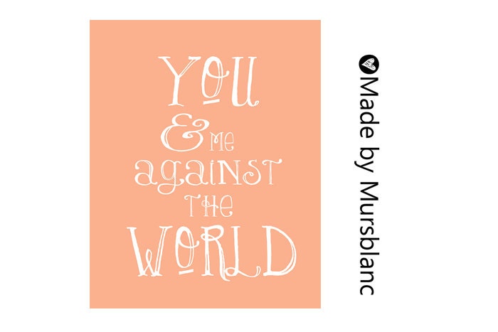 You and Me - Typography Art Print - 8x10 print