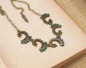 PAISLEY -Bronze&Turquoise Bohemain necklace/vintage flair/Native American/Tribal/southwestern/free people style