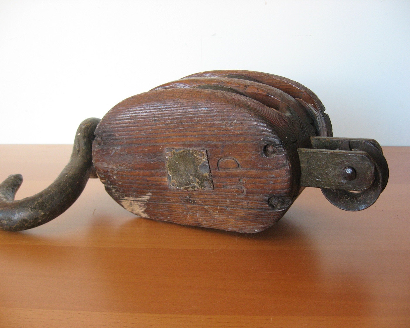 Vintage Industrial Pulley - Block and Tackle - Nautical - Ship