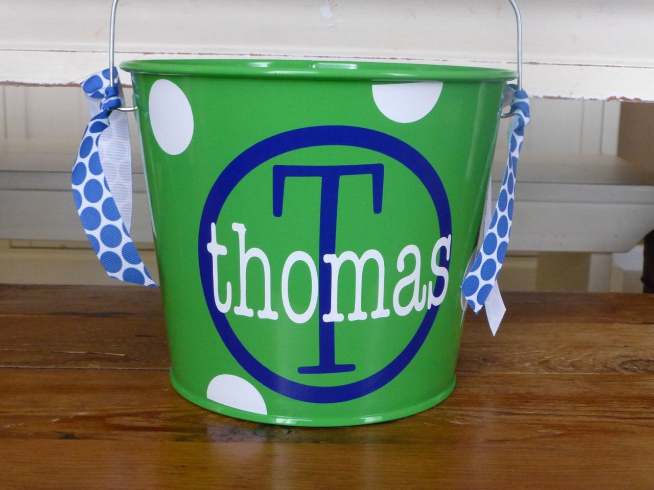 Personalized Easter Bucket - polka dots
