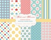 Citrus Punch Digital Scrapbook Paper Pack for Personal or Commercial Use