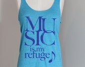 Music is My Refuge Eco Friendly Racerback Turquoise Tank