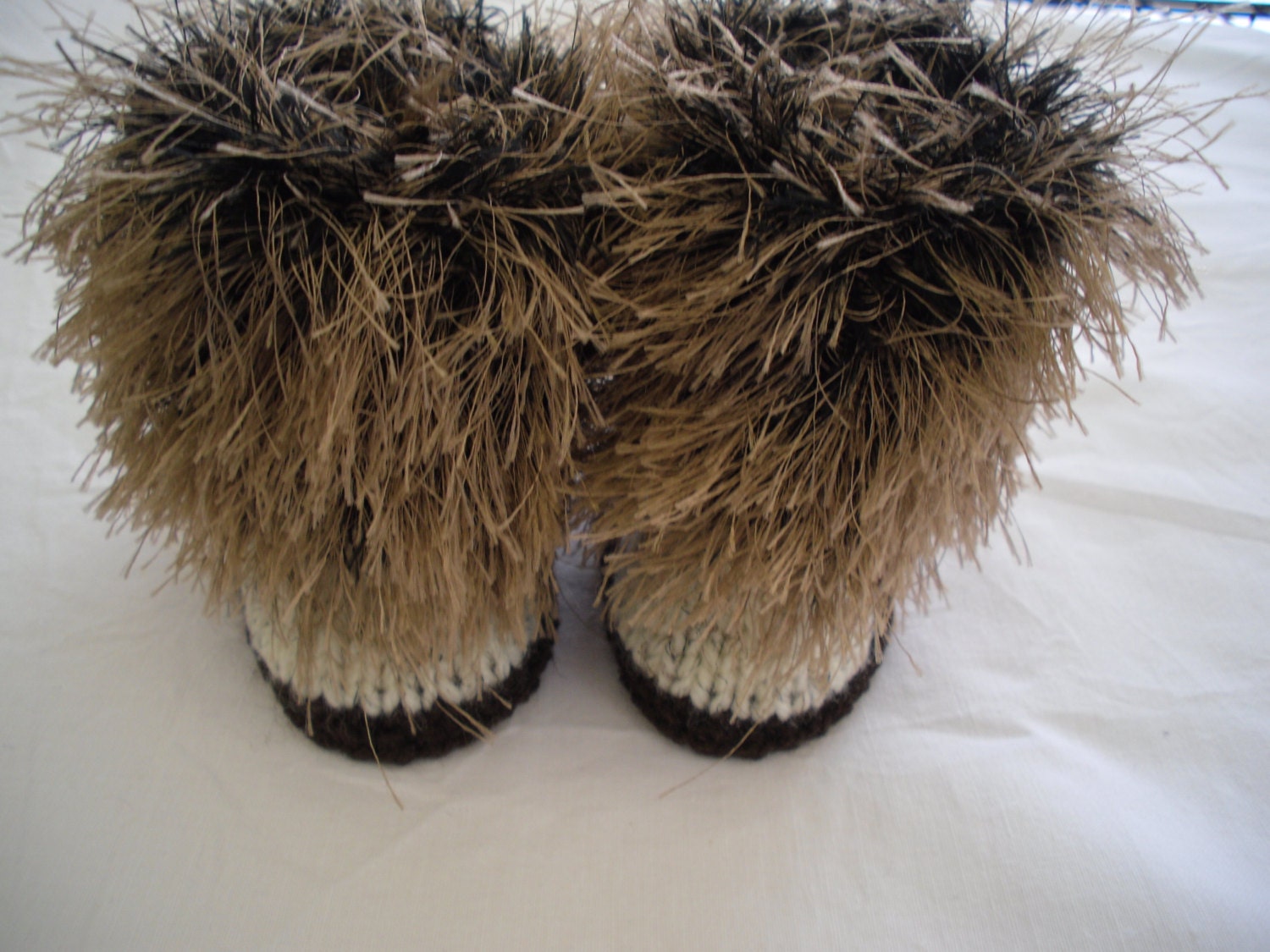 Baby bootees, High leg booties, snow boots, fur trim, baby shower, unisex booties, pram shoes, biege/brown, baby shower