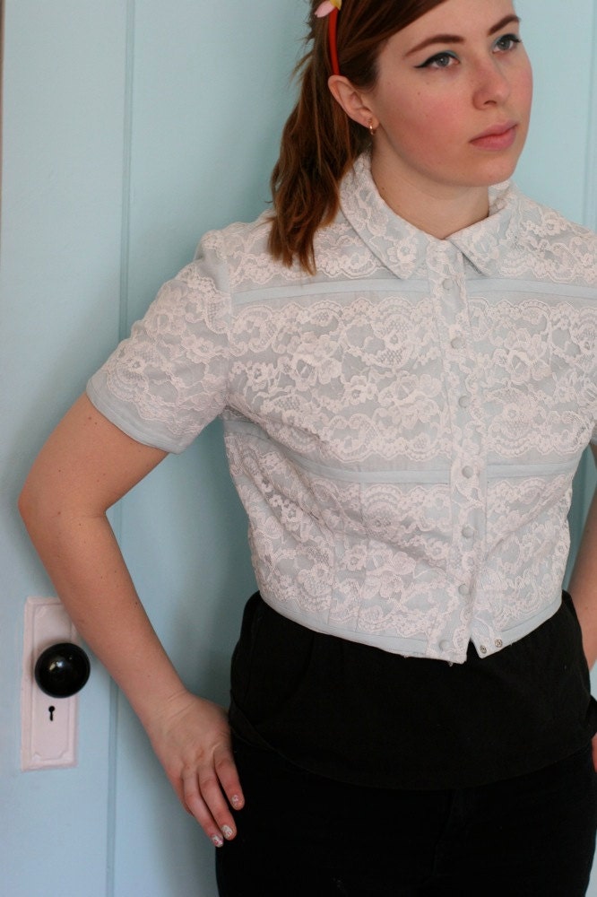 50's BLUE RIVER lace short jacket S