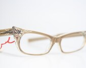 Tan Cateye Glasses NOS Rhinestone cat eye Vintage eyeglasses