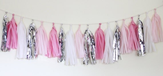 Tissue Tassel Garland-18 tassels - Light Pink Il_570xn