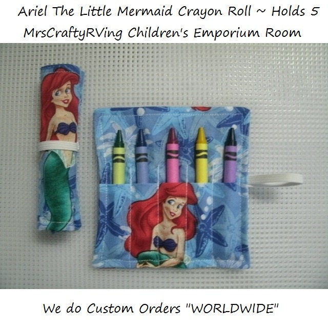 Ariel, The Little Mermaid, Crayon Roll, Party Favor, Crayon Pouch