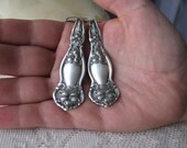 Spoon Earrings, Spoon Jewelry, Antique Silver Plate Spoons, "Orange Blossom,"  Wm Rogers, 1910