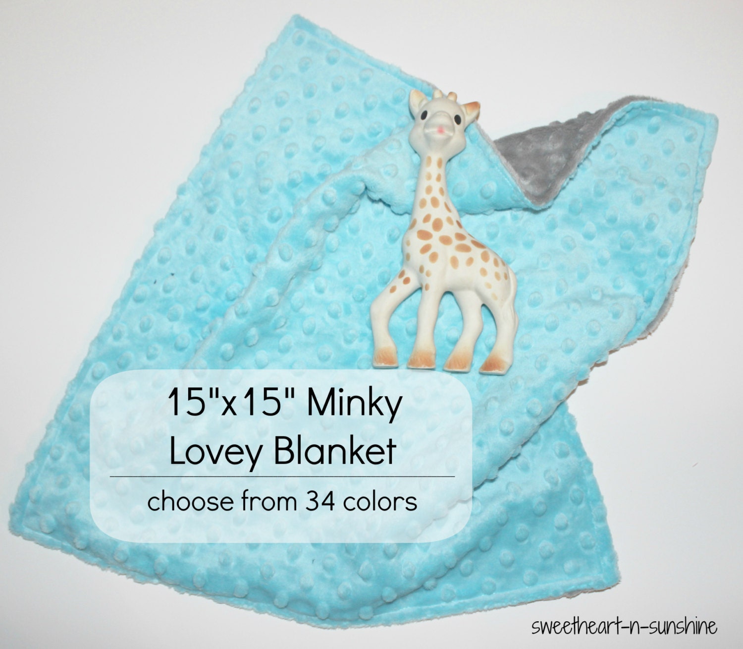 15"x15" Minky Double-Sided Lovey Blanket- Lovey Size- YOU PICK COLORS