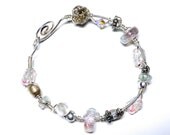 Dichroic Bead Wire Wrapped Sterling Silver Bracelet