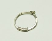 single Hoop Earring -nose cartilage ear- sterling silver wire Hammered - handmade