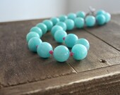 Tropical Chunky Gemstone Neckace, Aqua Blue and Pink Necklace