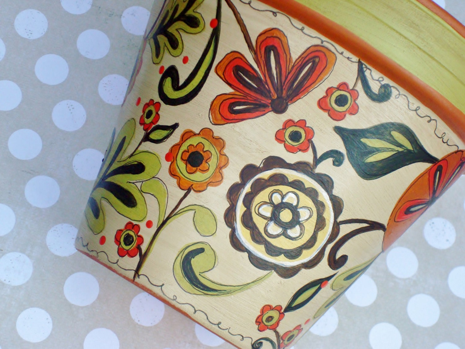 Hand Painted Terracotta Pot- 6 Inch "Bountiful Harvest" Made to Order
