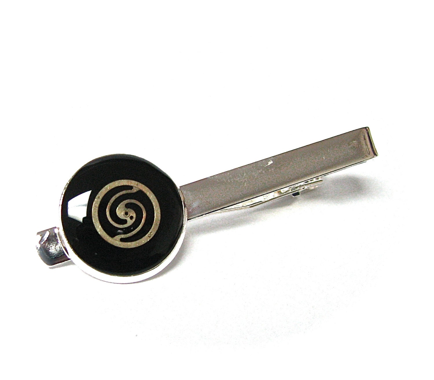 Steampunk Tie Clip Gear with Black Inlay- by Mechanique Steampunk