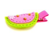 Pink Watermelon felt hair clip / girl hair clip / baby hair clip / barrette. Free Ship promo 20 USD and more.