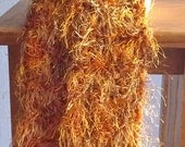 Hand Knit Orange Wildfire Furry Scarf