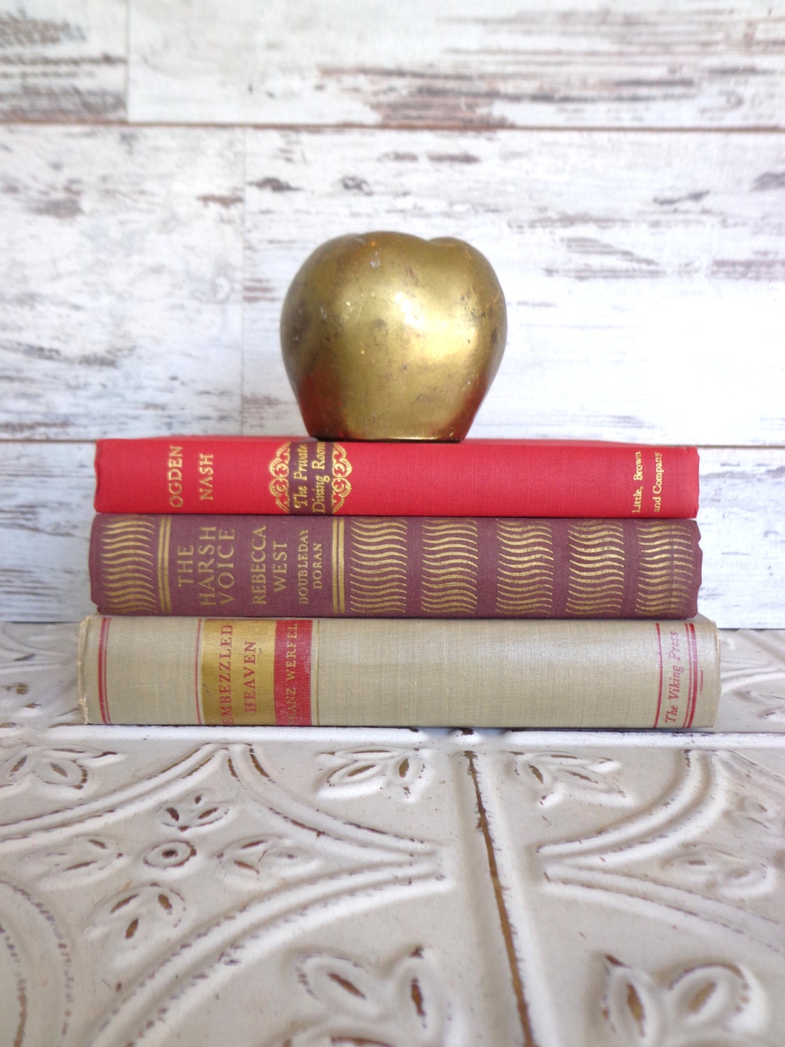 Plum, Red, Gray, Gold Books by Color Bundle vintage Decorative Books Instant Library Collection Photography Props Ornate