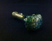 Lake Green Glass Silver and Gold Fumed Honeycomb Tobacco Spoon Pipe