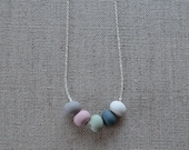 Multicolour Round Bead Silver Necklace